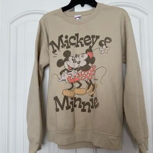 Junk Food Clothing Beige Sweatshirt Disney Mickey Minnie